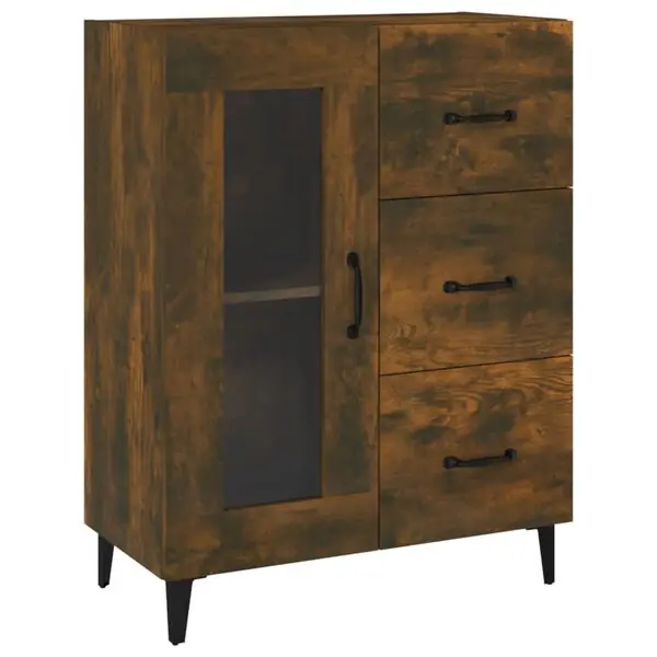 vidaXL Skänk rökfärgad ek 69,5x34x90 cm konstruerat trä Sista chansen