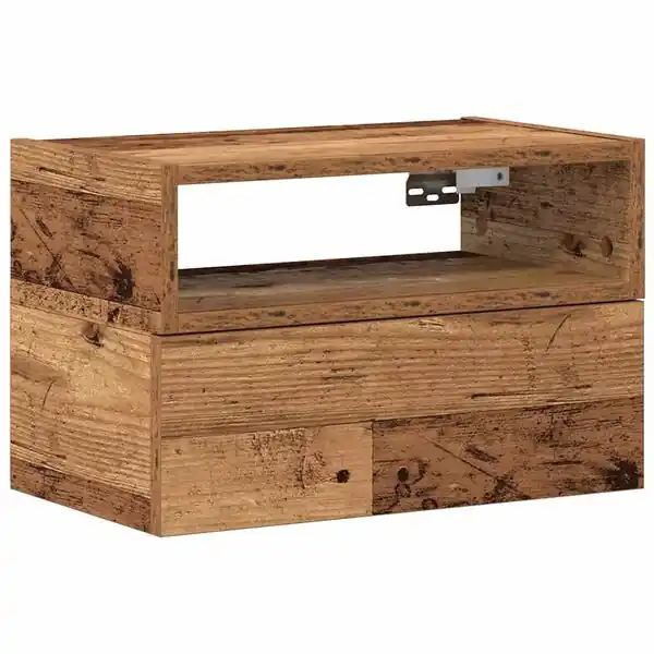 vidaXL Väggmonterat sängbord åldrat trä 45x26x28,5 cm Reapris