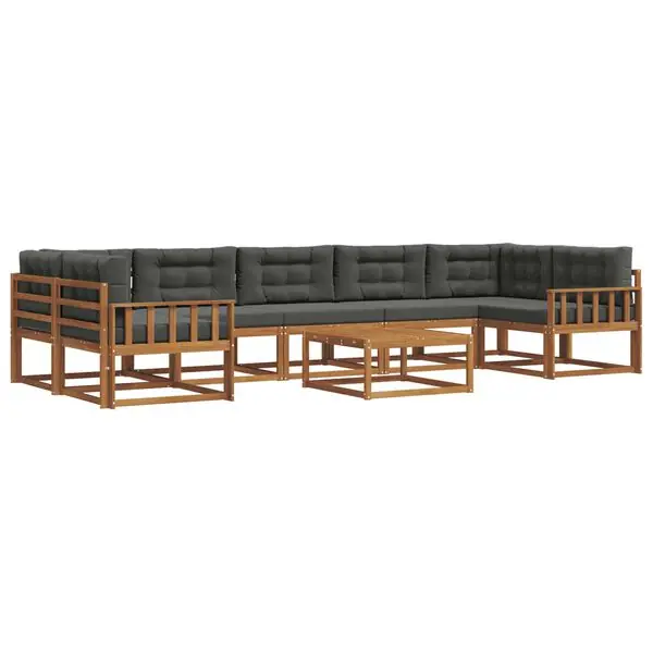 Begränsad tid vidaXL Utomhussoffset med kudde 8 pcs Naturlig och Antracit