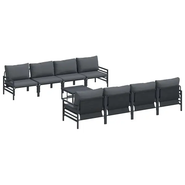 Kundfavorit vidaXL Trädgårdsoffset med kudde 9 pcs Svart Stål