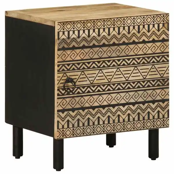 Begränsad tid vidaXL Sängbord svart 40x33,5x46 cm massivt grovt mangoträ