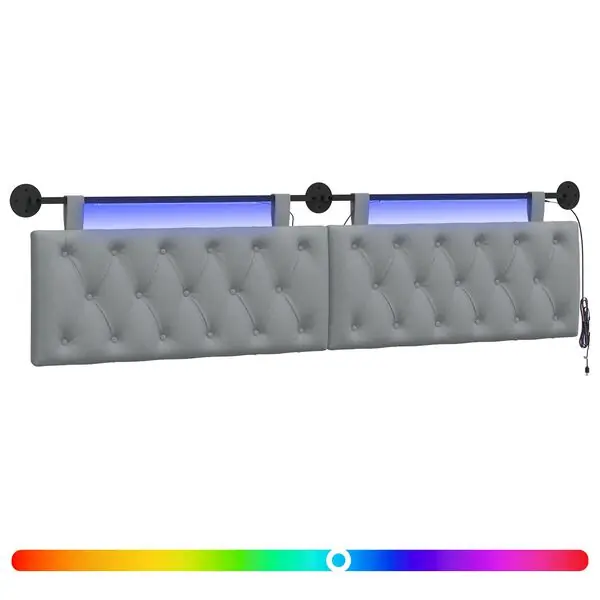 vidaXL Hängande sänggavel Med LED-lampa Ljusgrå Tyg Köp online