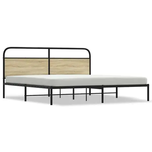 vidaXL Sängram utan madrass metall sonoma-ek 180x200 cm Expressleverans