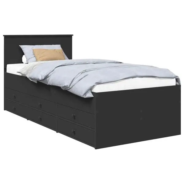 Nyhet vidaXL Sängsoffa med låda Svart 100 x 200 cm Konstruerat trä