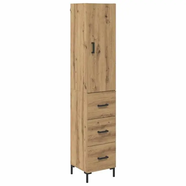 vidaXL Skåp med låda Artisan Ek 69,5 x 34 x 180 cm Konstruerat trä Endast denna vecka