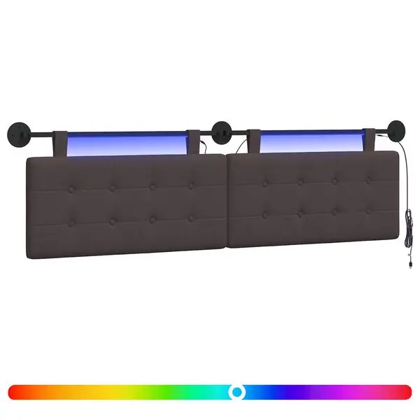 vidaXL Hängande sänggavel Med LED-lampa Mörkbrun Tyg Sänkt pris