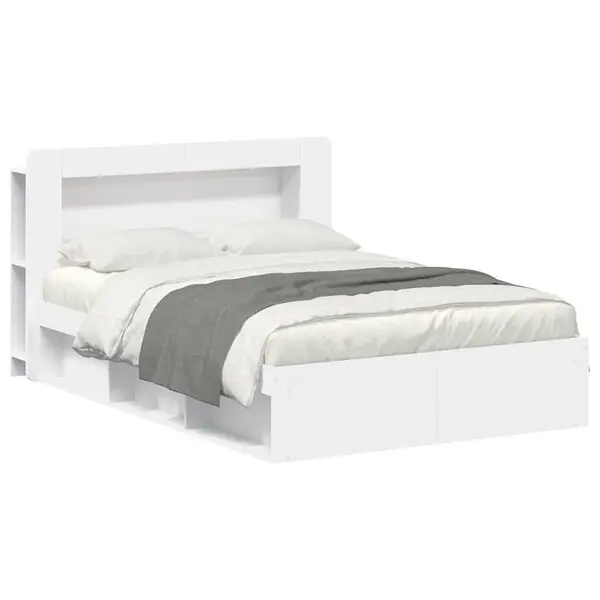 vidaXL Sängram med förvaring Vit 140 x 200 cm Konstruerat trä risnedsättning