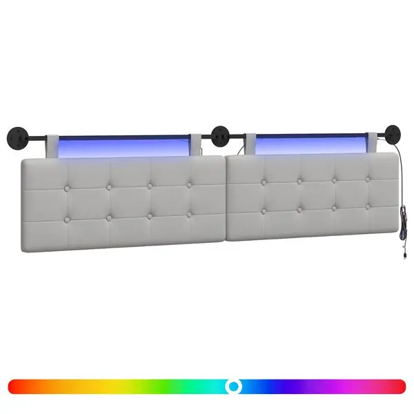 Lågt pris vidaXL Hängande sänggavel Med LED-lampa Moln Grå Tyg