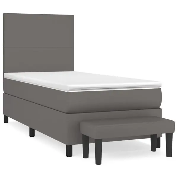 Begränsat antal vidaXL Ramsäng med madrass grå 80x200 cm konstläder