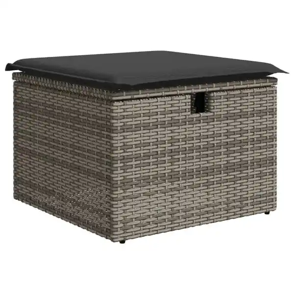 vidaXL Trädgårdspall med dyna grå 55x55x37 cm konstrotting Begränsad tid