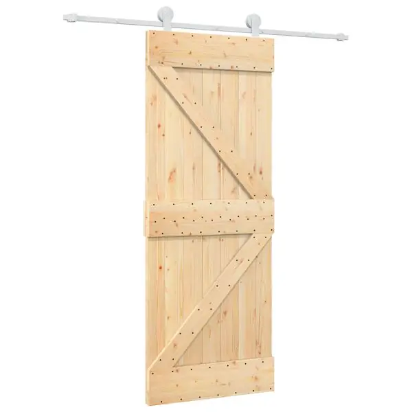 vidaXL Skjutdörr Naturlig och vit 80 x 210 cm Massiv furu Begränsat erbjudande