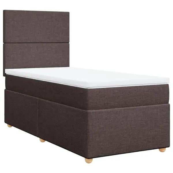 Erbjudande vidaXL Ramsäng med madrass mörkbrun 80x200 cm tyg