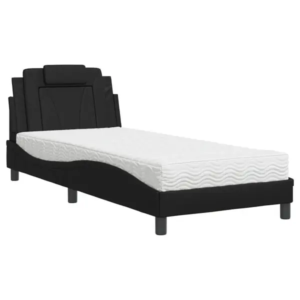 vidaXL Bed "Viana" with Mattress Black 80x200 cm Faux Leather Populär