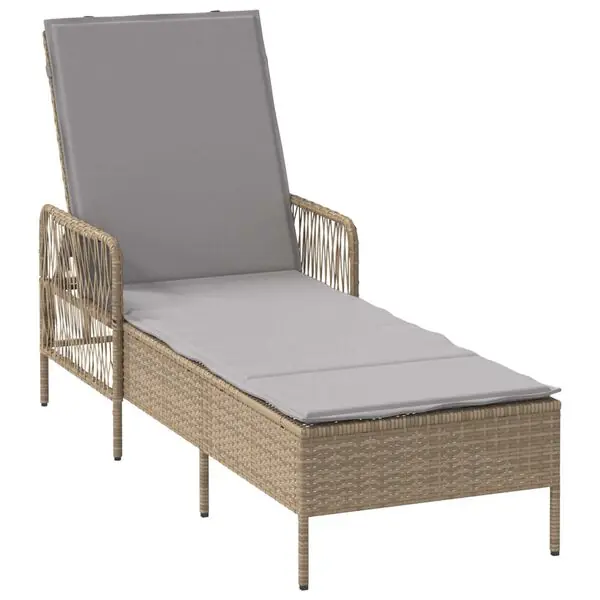 vidaXL Solstol Beige och Ljusgrå 200 x 55 x 92 cm konstrotting Köp nu