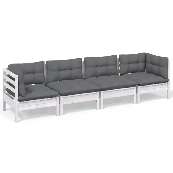 vidaXL Loungegrupp med dynor 4 delar massiv furu Rea