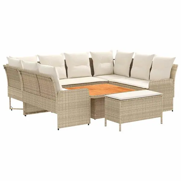 Beställ idag vidaXL Möbelset med kudde 7 pcs Beige och gräddfärgad PE Rattan