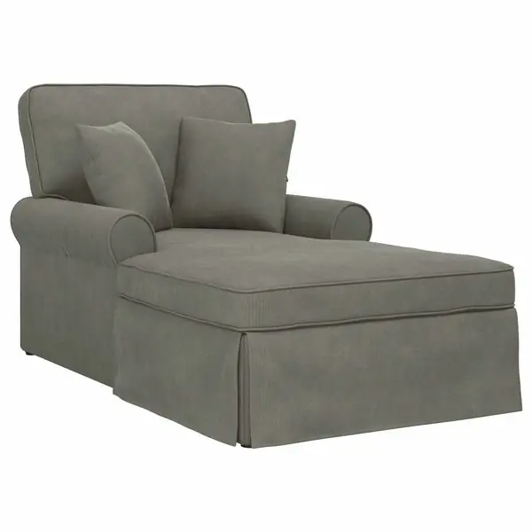 Bästa pris vidaXL Chaise Lounge med Kjol med kudde 3 pcs Ljusgrå Kordread tyg