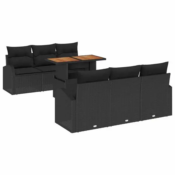vidaXL Trädgårdsoffset med kudde 7 pcs Svart Outlet