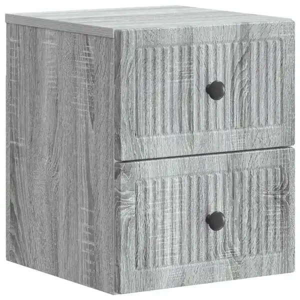 vidaXL Väggmonterat Sängbord med låda Grå sonoma-ek 33 x 34,5 x 40 cm Bästa pris