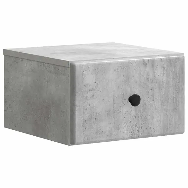 Rabatt vidaXL Väggmonterat Sängbord med låda Betonggrå 34,5 x 33 x 20 cm