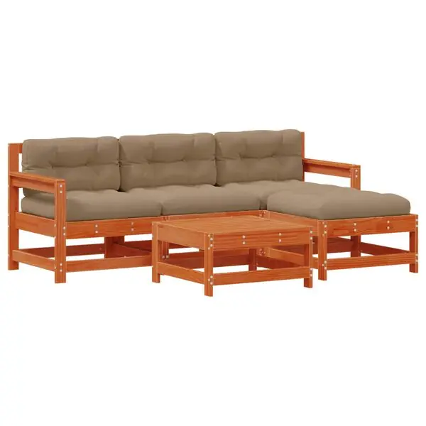 Extra rabatt vidaXL Trädgård loungemöbler 5 pcs Vaxbrun Furu Massiv furu