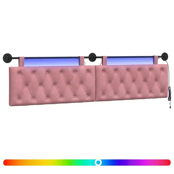 vidaXL Hängande sänggavel Med LED-lampa Rosa Sammet Köp nu