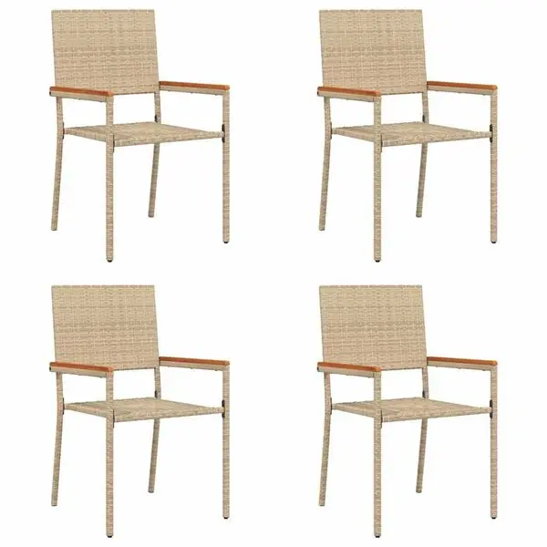 Snabb leverans vidaXL Trädgårds stapelbara stolar 4 pcs Kräm och brun 54 x 56 x 90 cm