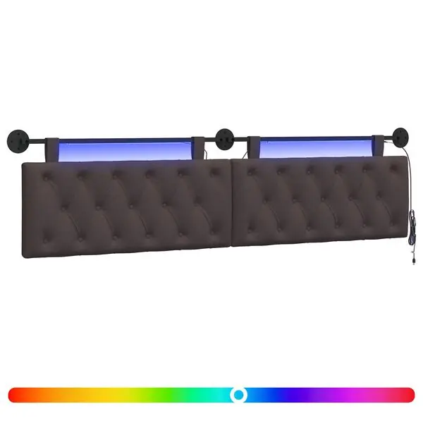vidaXL Hängande sänggavel Med LED-lampa Mörkbrun Tyg Sänkt pris
