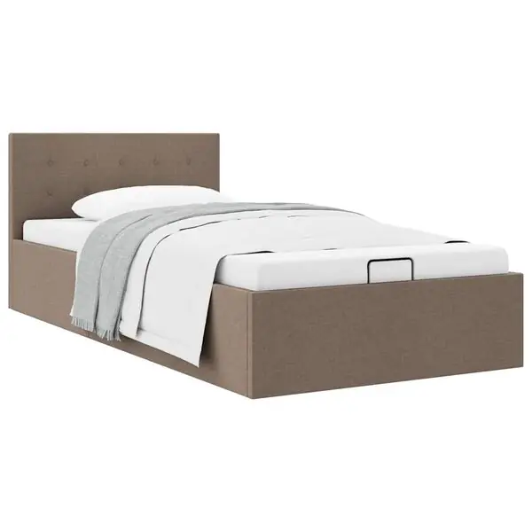 vidaXL Sängram hydraulisk förvaring utan madrass taupe 90x200 cm Rabatter