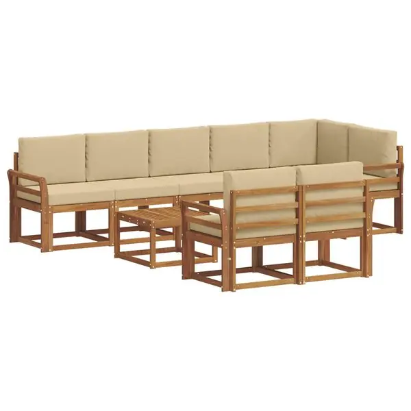vidaXL Utomhussoffset med kudde 9 pcs Naturlig och Beige Populärt val