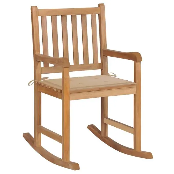 I lager vidaXL Gungstol med beige dyna massiv teak