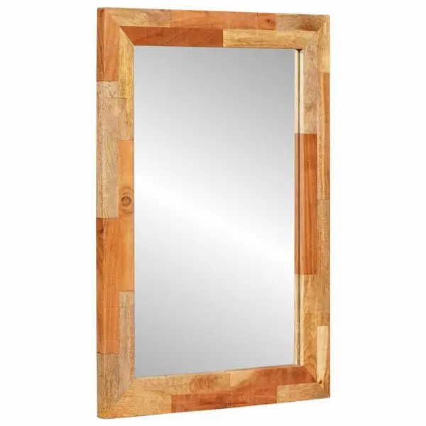 vidaXL Badrumsspegel Artisan Ek 50 x 70 x 2,5 cm Massivt mangoträ Premium