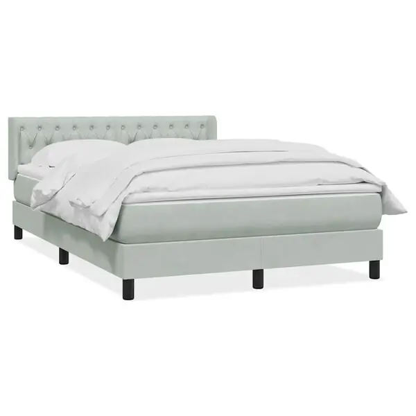 Rabatt vidaXL Ramsäng med madrass ljusgrå 160x210 cm sammet