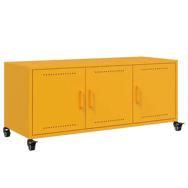 vidaXL Tv-bänk senapsgul 100,5x39x43,5 cm stål Billigare