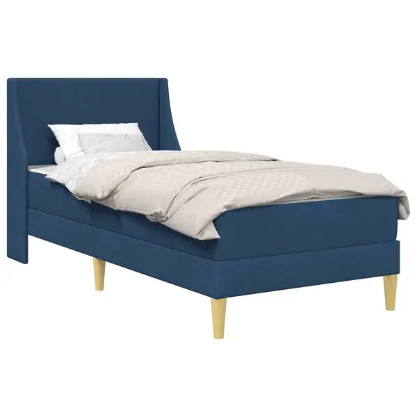 vidaXL Sängram med madrass med huvudgavel Blå 80x 200 cm Polyester Kundfavorit