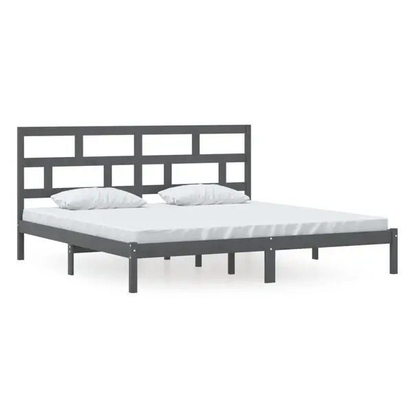 Begränsad tid vidaXL Sängram grå massiv furu 200x200 cm