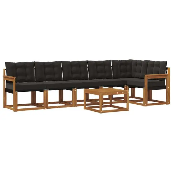 Expressleverans vidaXL Utomhussoffset med kudde 7 pcs Naturlig och svart