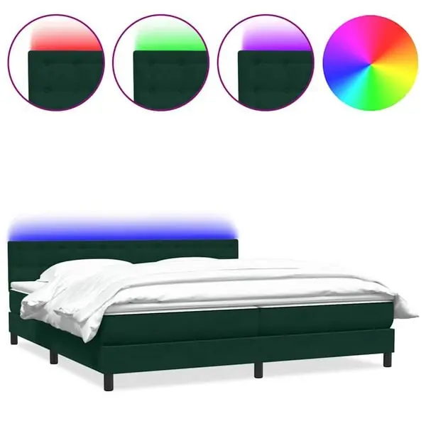 Fynd vidaXL Resårsäng med madrass och LED mörkgrön 180x220 cm sammet