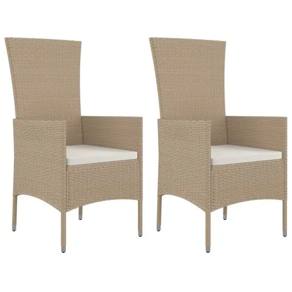 Rabatt vidaXL Trädgårdsstolar med dynor 2 st konstrotting beige