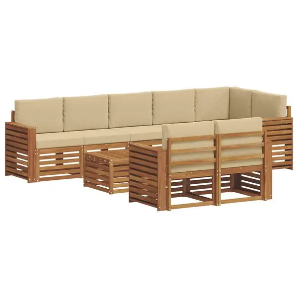 Populärt val vidaXL Soffgrupper 9 pcs Naturlig och Beige Massivt Akaciaträ