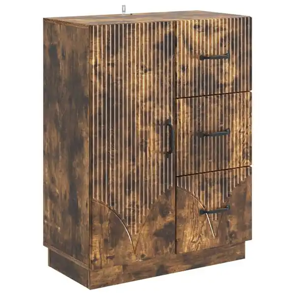 Nedsatt pris vidaXL Sideboard med låda Rökt ek 66 x 34,5 x 87 cm Konstruerat trä