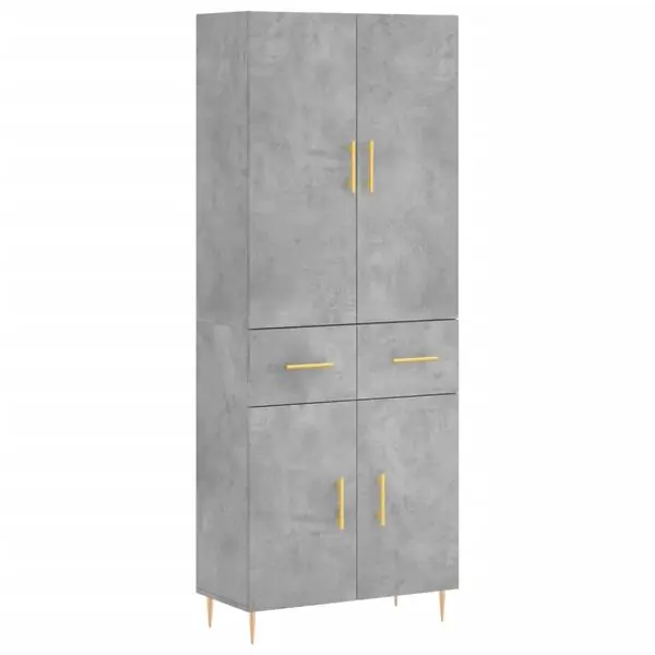 vidaXL Högskåp betonggrå 69,5x34x180 cm konstruerat trä Erbjudandepris