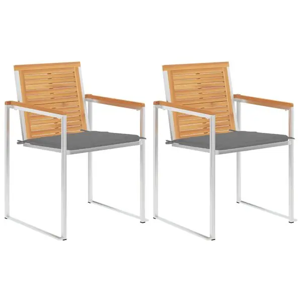 vidaXL Trädgårdsstolar 2 st med dynor massiv teak och stål Säker betalning