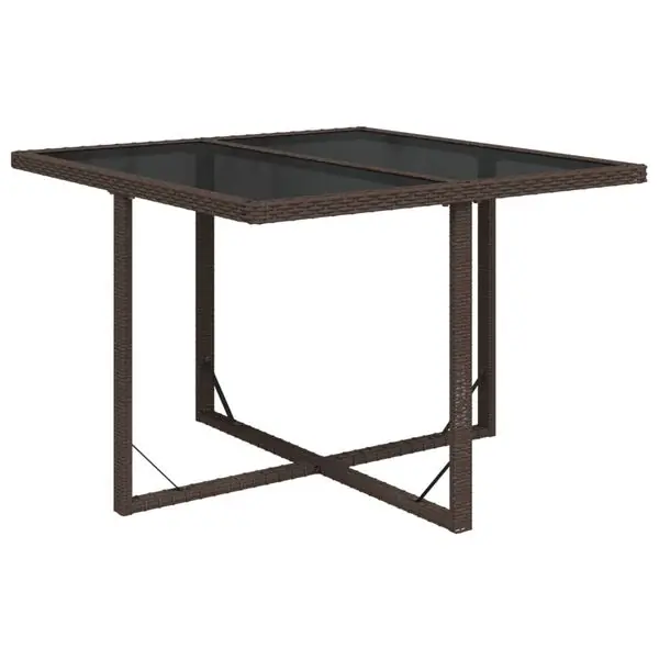 Kampanjpris vidaXL Trädgårdsbord brun 109x107x74 cm konstrotting och glas