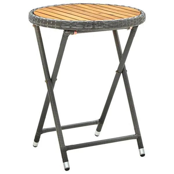 vidaXL Tebord grå 60 cm konstrotting och massivt akaciaträ Kampanjpris