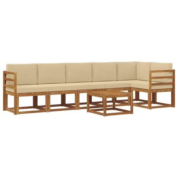 Bästa pris vidaXL Utomhussoffset med kudde 7 pcs Naturlig och Beige