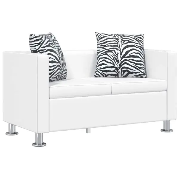 vidaXL Soffa 2-sits konstläder vit Fynd