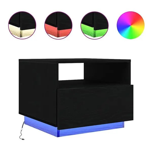 Nyhet vidaXL Soffbord med LED svart ek 50x49x40 cm