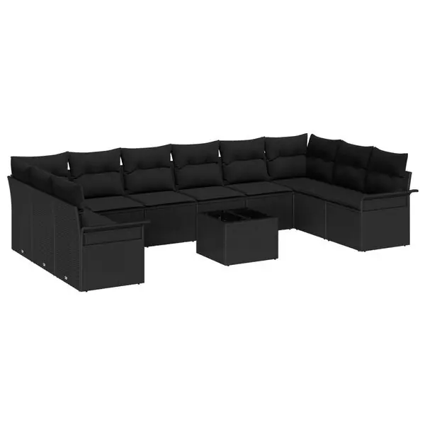 Populärt val vidaXL Trädgårdsoffset med kudde med lagring 11 pcs Beige Poly rattan