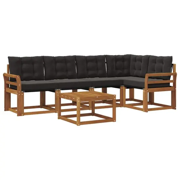 vidaXL Utomhussoffset med kudde 6 pcs Naturlig och svart Sista chansen